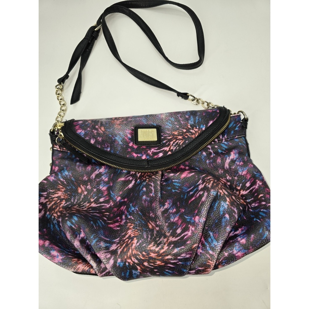 Juicy Couture Paint Splatter Splash Firework Shoulder‎ Bag Purse Patriotic Gold